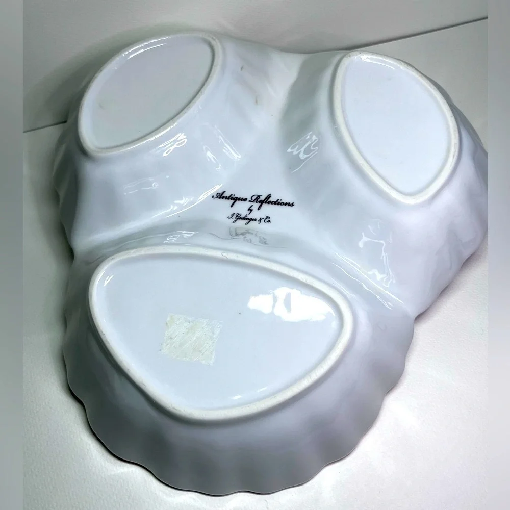 Godinger Reflections Shamrock Divided Serving Dish Floral Porcelain with Handle